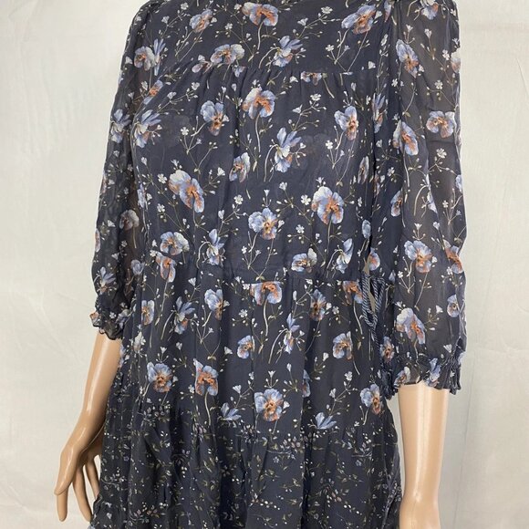 NEW ULLA JOHNSON Women's Abri Tiered Silk Mini Dress Navy Floral Size 2 - Picture 14 of 15